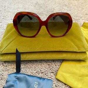 **SOLD**Brand New Gucci Sunglasses in Havana, Blue Radiant Lenses size 56-18-140